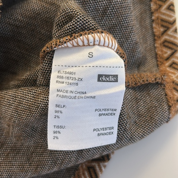 Elodie Brown & Tan Geometric 70's 90's Y2K Cropped Spaghetti Strap Top Size S - Picture 5 of 5